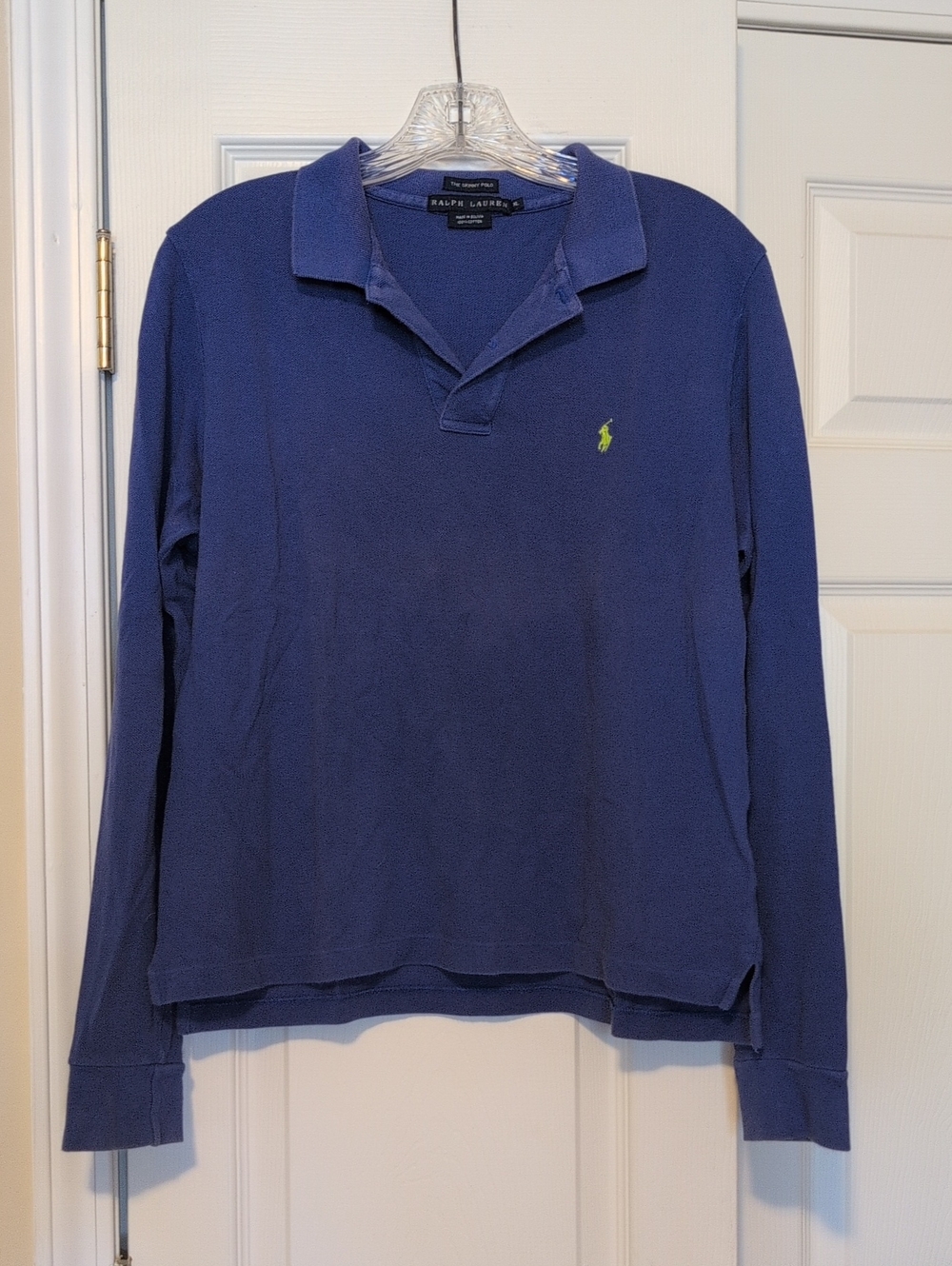 Ralph Lauren Long-Sleeve Polo Top in Blue with Green Logo